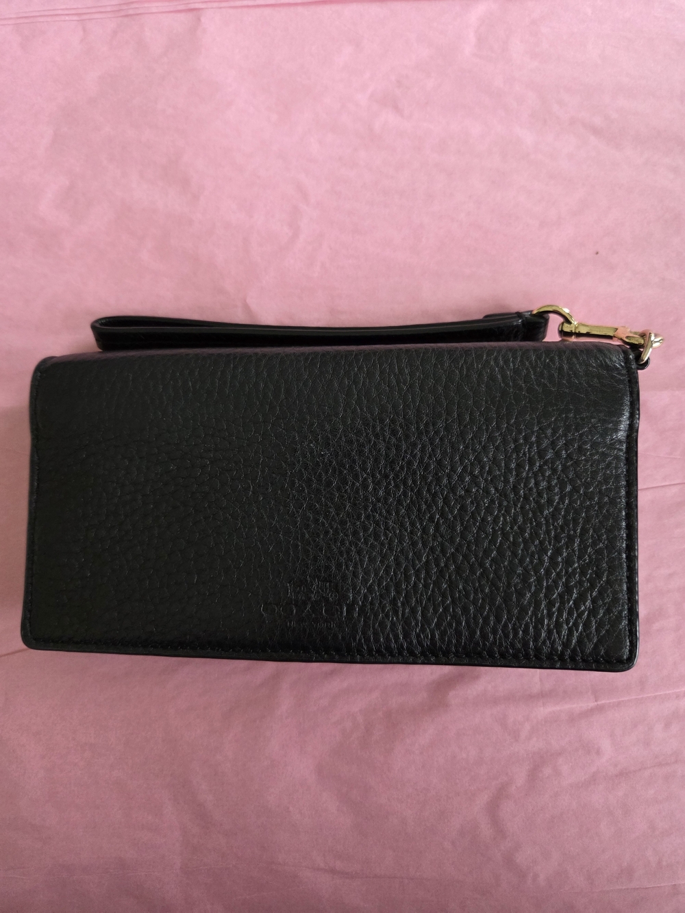 Coach Black Slim Long Pebbled Leather Bifold Wristlet Clutch - Women